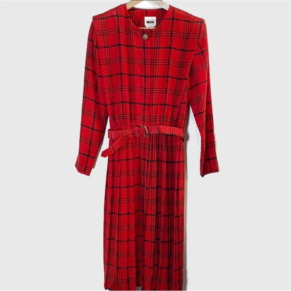 Vintage Leslie Fay red plaid dress